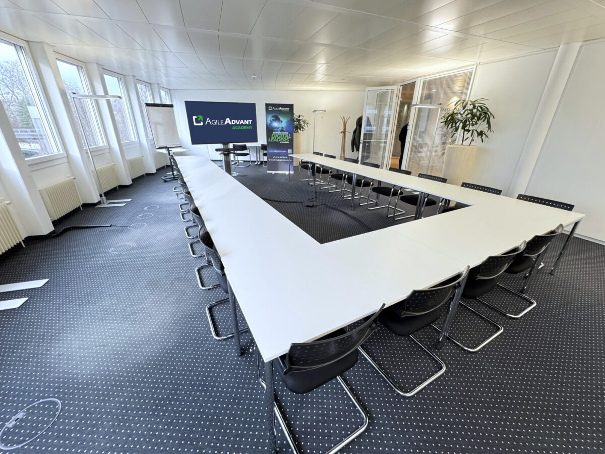 U-shaped training room at AgileAdvant Academy in Lucerne